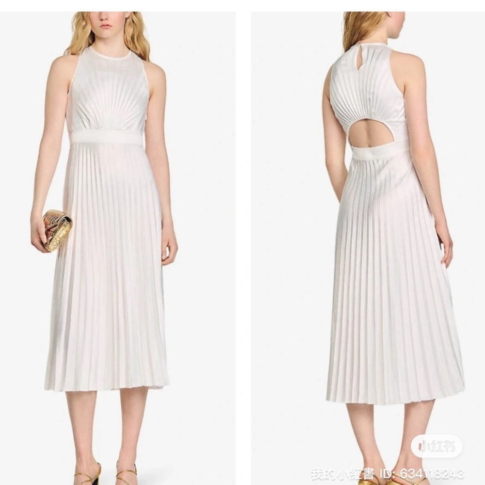 Sandro Jolie Pleated Midi Dress NWT